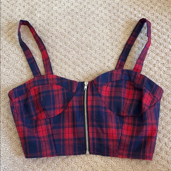Plaid Zipper Crop top - Picture 1 of 2